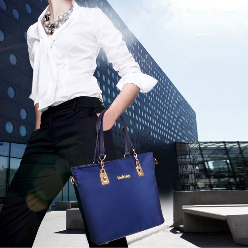 AlwaySky Nylon Women's Shoulder Bag 6 PCS Top-Handle Handbag Tote Purse Wallet Key Case Set (Blue) - Image 3